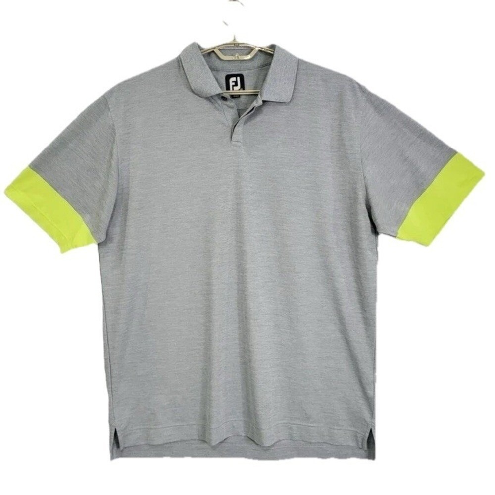 FootJoy PerformancevPolo Shirt Men XL Grey Yellow Colorblock Golf‎ Country Club